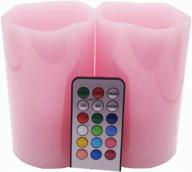 🕯️ enhance your space with pink flameless candles set - real wax pillar candles battery-operated with rose scented and multifunctional remote, timer, color-changing, flickering, nightlight - perfect for weddings and gifting logo
