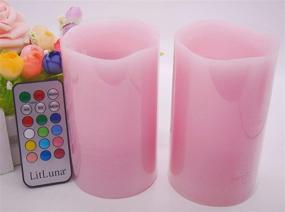 img 2 attached to 🕯️ Enhance Your Space with Pink Flameless Candles Set - Real Wax Pillar Candles Battery-operated with Rose Scented and Multifunctional Remote, Timer, Color-changing, Flickering, Nightlight - Perfect for Weddings and Gifting