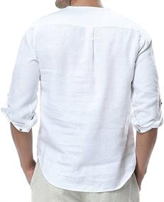 img 2 attached to Cotton Henley Shirts Sleeve Blouses for Men: Trendy Men's Clothing Shirts