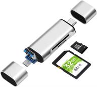 borlterclamp 3 in 1 sd/micro sd memory card reader with usb c micro-usb otg - silver logo