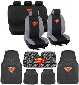 img 4 attached to BDK Superman Car Seat Covers, Floor Mats & Sunshade Gift Set - 14 Piece Official Licensed Auto Accessories Bundle (C1604)