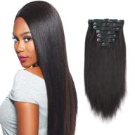 👩 сплошные русые накладные волосы yaki straight от sassina - натуральный цвет, 40 см, 100% remy, необработанные накладные волосы с мягким нестиранным креплением для чернокожих женщин - 7 штук/набор, 120 граммов. логотип