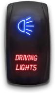 🔵 stark 5-pin laser etched led dual light rocker switch - blue/red - 20a 12v driving lights on/off logo