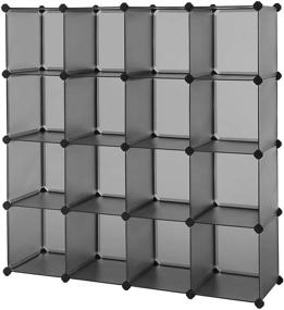 img 4 attached to 📚 SONGMICS 16-Cube Book Shelf: Closet Organizer, Room Organization, Cubby Shelving - Gray ULPC442G01