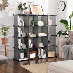 img 3 attached to 📚 SONGMICS 16-Cube Book Shelf: Closet Organizer, Room Organization, Cubby Shelving - Gray ULPC442G01