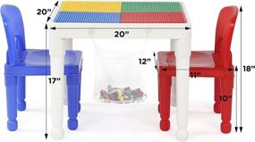 img 2 attached to 🧩 Humble Crew 2-in-1 Building Blocks Activity Table and Chairs Set for Kids - White/Blue/Red, Square, Toddler - Plastic Blocks Compatible