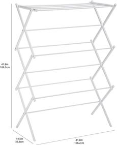 img 1 attached to White Foldable Laundry Rack for Air Drying Clothing - Amazon Basics - 41.8 x 29.5 x 14.5 inches