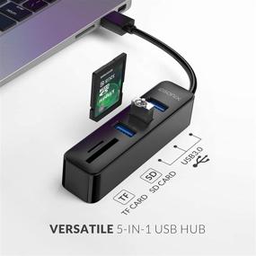 img 3 attached to 🔌 iDsonix USB 3.0 Hub, 5-in-1 Data Hub with 3 High-Speed USB 3.0 5Gbps Ports and 2 SD+TF Card Readers Combo - Ideal for Laptop, Tablets, PC, iMac, MacBook, Windows, Linux, and More - 15cm (Black)