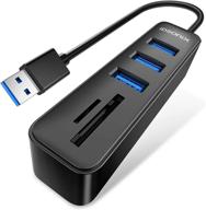 🔌 idsonix usb 3.0 hub, 5-in-1 data hub with 3 high-speed usb 3.0 5gbps ports and 2 sd+tf card readers combo - ideal for laptop, tablets, pc, imac, macbook, windows, linux, and more - 15cm (black) логотип