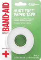 🩹 band-aid brand first aid hurt-free medical adhesive paper tape - wound dressing tape, 1 inch x 10 yards logo