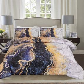 img 4 attached to Trendy Blckmanba Marble Comforter Set Queen: Tie Dye Gray with 3D Pattern & 2 Pillowcase