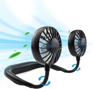 🔥 stay cool and hands-free anywhere with the portable neck fan - rechargeable usb neckband sport fan, 3 speed adjustable, 360° rotation - ideal for work, travel, office, and reading (full black) logo