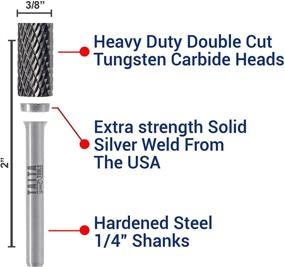 img 3 attached to Double Tungsten Carbide Burr Set with 1/4" Shank - 5 Piece