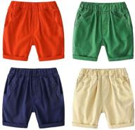 🩳 stay cool and stylish with ammengbei 4 pack summer cotton shorts for boys' clothing logo