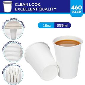 img 3 attached to 🥤 460-Pack Heavy-Duty 12 oz White Paper Cups: Ideal Disposable Coffee Cups for Hot and Cold Beverages