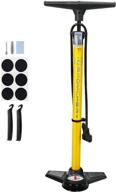 🚲 bike tire pump with gauge - high pressure, fits schrader and presta valve types - bike pump for motorcycles & more - includes bike tire repair kit logo