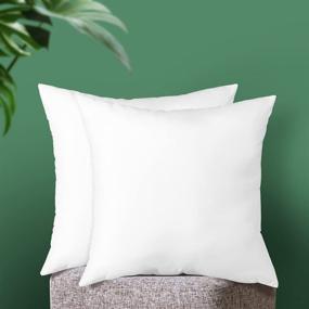 img 4 attached to Premium Hypoallergenic Pillow Inserts - Set of 2, Square Decorative Throw 🛏️ Pillow Inserts for Couch Cushions & Sham Stuffer. Made of Polyester, 20x20 Inch