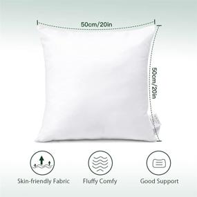 img 2 attached to Premium Hypoallergenic Pillow Inserts - Set of 2, Square Decorative Throw 🛏️ Pillow Inserts for Couch Cushions & Sham Stuffer. Made of Polyester, 20x20 Inch