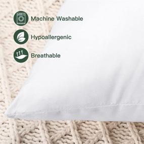 img 1 attached to Premium Hypoallergenic Pillow Inserts - Set of 2, Square Decorative Throw 🛏️ Pillow Inserts for Couch Cushions & Sham Stuffer. Made of Polyester, 20x20 Inch