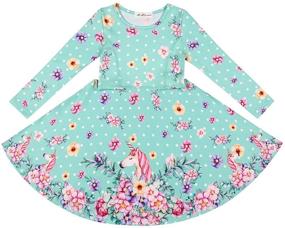 img 2 attached to 🎄 Twirly Longsleeve Christmas Girls' Clothing and Dresses by LaBeca - Printed Designs