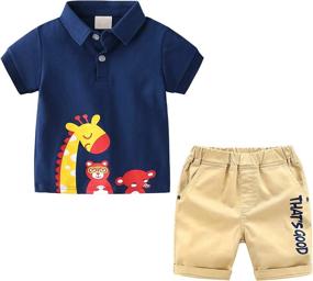 img 4 attached to 🌞 Dark Blue Boys' Clothing Sets - Toddler T Shirt with Sunshine Print