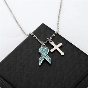 img 2 attached to CHOORO Blue Awareness Cross Necklace: Empowering Victims & Promoting Free Speech for Arthritis/Colon/Prostate Cancer & Domestic Violence Awareness