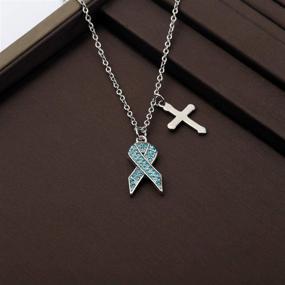 img 1 attached to CHOORO Blue Awareness Cross Necklace: Empowering Victims & Promoting Free Speech for Arthritis/Colon/Prostate Cancer & Domestic Violence Awareness