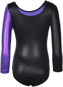 img 3 attached to Metallic Athletic Gymnastics Leotard with Sleeves - Girls' Clothing