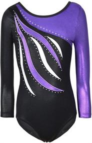 img 4 attached to Metallic Athletic Gymnastics Leotard with Sleeves - Girls' Clothing