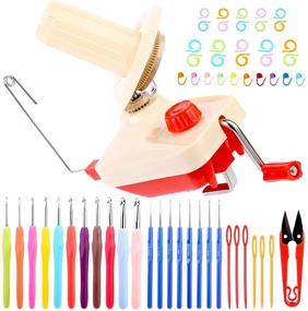 img 4 attached to 🧶 Complete Knitting Yarn Winder Kit: Winder, Crochet Hooks, Needles, Scissors, Markers, and Stitch Rings for Yarn Weaving