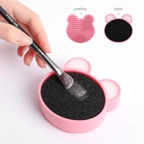 img 3 attached to 🌸 Oneleaf Silicone Makeup Brush Holder & Cleaner Sponge - Drying Brush, Color Removal, Quick Cleaner Sponge - Various Sizes Holes for Different Brushes - No Water or Chemical Solutions Needed - PINK