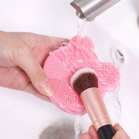 img 2 attached to 🌸 Oneleaf Silicone Makeup Brush Holder & Cleaner Sponge - Drying Brush, Color Removal, Quick Cleaner Sponge - Various Sizes Holes for Different Brushes - No Water or Chemical Solutions Needed - PINK