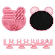 🌸 oneleaf silicone makeup brush holder & cleaner sponge - drying brush, color removal, quick cleaner sponge - various sizes holes for different brushes - no water or chemical solutions needed - pink logo