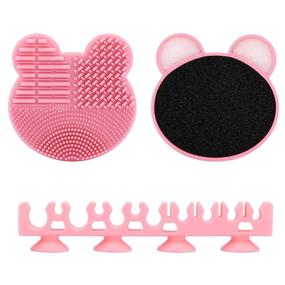 img 4 attached to 🌸 Oneleaf Silicone Makeup Brush Holder & Cleaner Sponge - Drying Brush, Color Removal, Quick Cleaner Sponge - Various Sizes Holes for Different Brushes - No Water or Chemical Solutions Needed - PINK