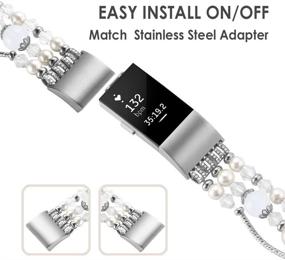 img 2 attached to Simpeak Beaded Pearl Band for Fitbit Charge 2: Stylish Jewelry Bracelet Replacement for Women and Girls in White