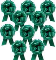 🎁 pack of 10 emerald green flora satin pull bows - premium gift bows (4 inch) logo