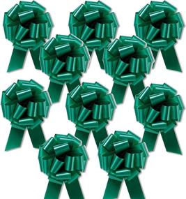 img 3 attached to 🎁 Pack of 10 Emerald Green Flora Satin Pull Bows - Premium Gift Bows (4 Inch)
