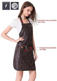 img 2 attached to 🐆 Leopard Print Hair Stylist Apron: Salon Hairdresser and Barber Styling Apron with Convenient Pockets