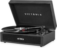 🎵 enhanced seo: victrola parker bluetooth suitcase record player - 3-speed turntable, black logo