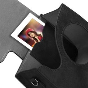 img 1 attached to Защитный чехол Fintie для камеры Polaroid PIC-300 / Fujifilm Instax Mini 7s - премиум сумка из веганской кожи с отстегивающимся ремешком, винтажный черный.