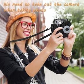 img 2 attached to Защитный чехол Fintie для камеры Polaroid PIC-300 / Fujifilm Instax Mini 7s - премиум сумка из веганской кожи с отстегивающимся ремешком, винтажный черный.