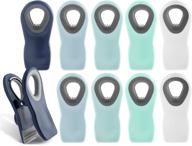 cook with color 10 pc bag clips with magnet - secure food storage, chip clips, air tight seal, snack bags (ombre blue, shades of blue, green and white) logo