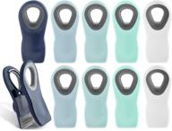 cook with color 10 pc bag clips with magnet - secure food storage, chip clips, air tight seal, snack bags (ombre blue, shades of blue, green and white) логотип