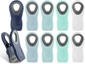 img 4 attached to COOK WITH COLOR 10 Pc Bag Clips with Magnet - Secure Food Storage, Chip Clips, Air Tight Seal, Snack Bags (Ombre Blue, Shades of Blue, Green and White)