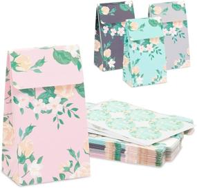 img 4 attached to 🌸 24 набора винтажных цветочных пакетов для подарков с наклейками "Спасибо" в 4 вариантах цветов