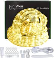 🌟 junwen warm white outdoor rope lights - 40ft/12m 110v waterproof, cuttable & connectable, ul listed plug for walkways, patios, gardens, fences, and porches логотип