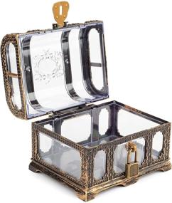 img 3 attached to 🏴 Captivating Plastic Transparent Antique Pirate Treasure Box with Lock and Key - Perfect for Kids' Parties and Toy Prizes!