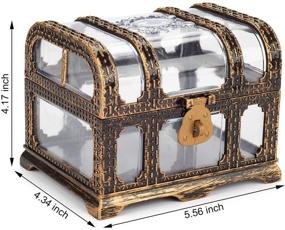 img 2 attached to 🏴 Captivating Plastic Transparent Antique Pirate Treasure Box with Lock and Key - Perfect for Kids' Parties and Toy Prizes!