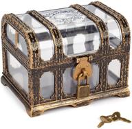 🏴 captivating plastic transparent antique pirate treasure box with lock and key - perfect for kids' parties and toy prizes! логотип