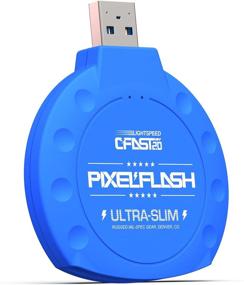 img 3 attached to 📸 PixelFlash CFAST 2.0 Кард-ридер USB 3.0 SATA III 500MB/с Писатель - Синий - Совместим с Leica, URSA, Alexa Mini, Canon, Phase One и другими.